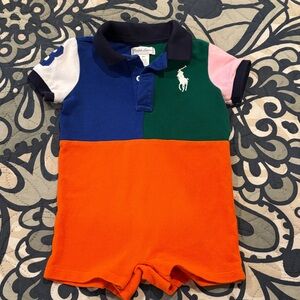 Ralph Lauren Color Block Kids Polo Romper